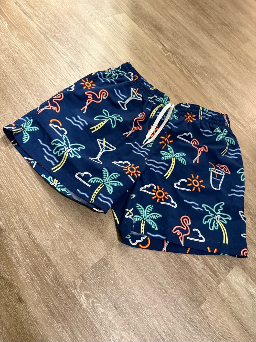 Chubbies Navy Palm Tree & Neon Print Swim Trunks